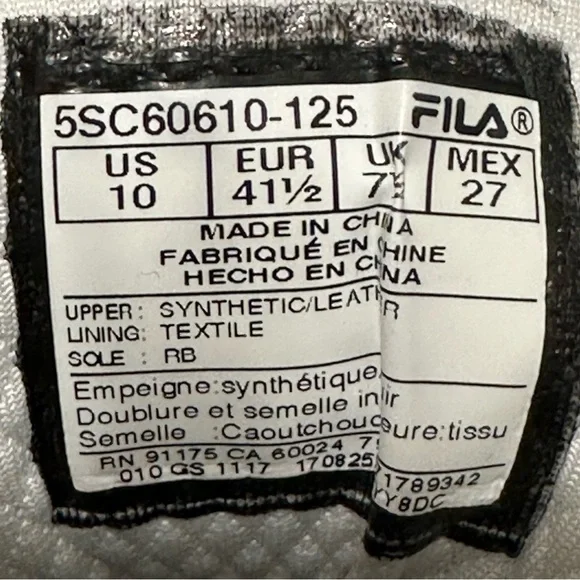 File Varallo White High Top Leather Sneakers Size 10 - Picture 10 of 10